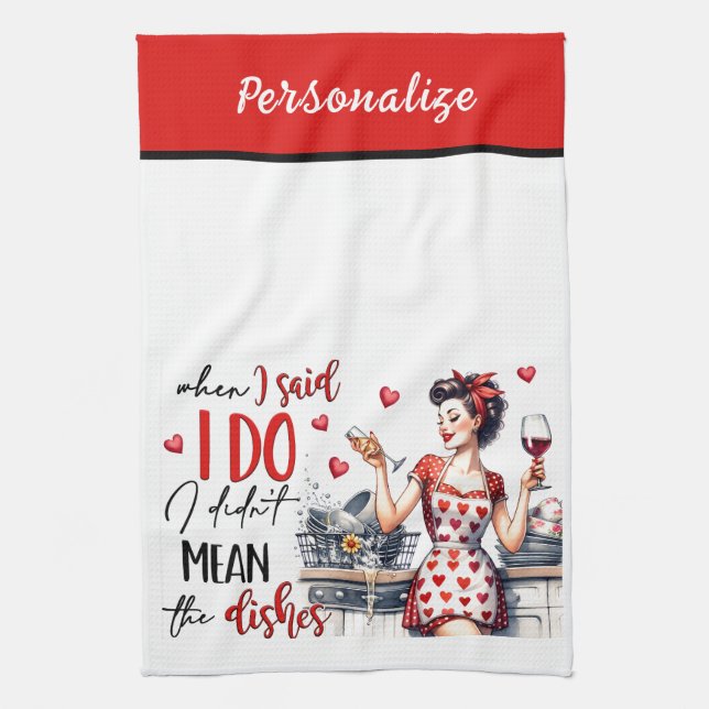 Retro 50s Glam Housewife Funny Sarcastic Humour Tea Towel (Vertical)