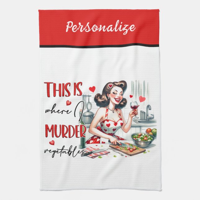 Retro 50s Glam Housewife Funny Sarcastic Humour Tea Towel (Vertical)