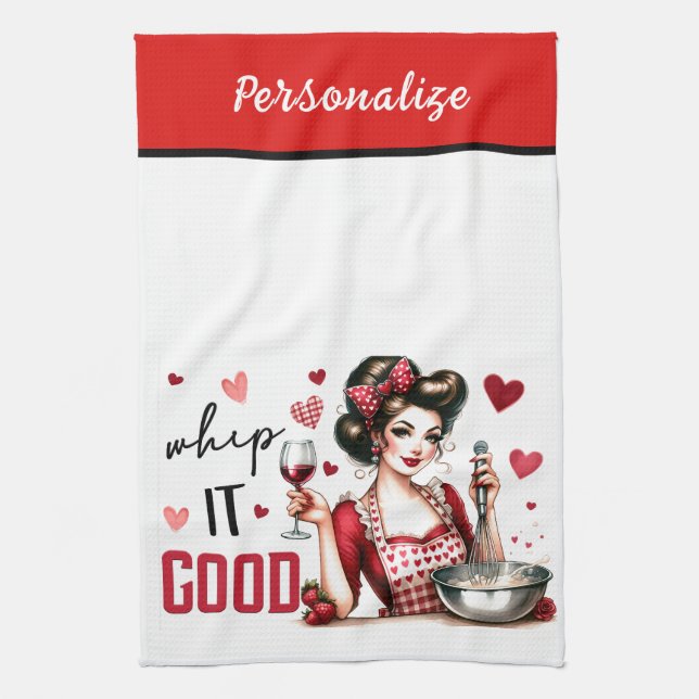 Retro 50s Glam Housewife Funny Sarcastic Humour Tea Towel (Vertical)