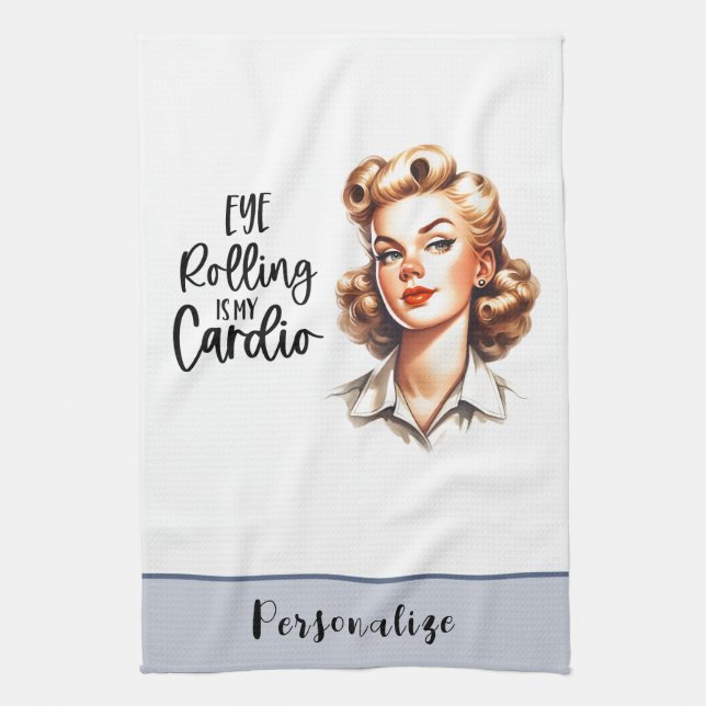 Retro 50s Glam Housewife Funny Sarcastic Humour Tea Towel (Vertical)