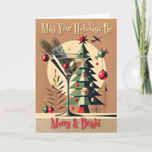 Retro 50s Jet Set Christmas Tree Martini Card