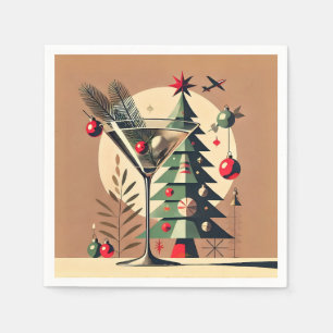 Retro 50s Jet Set Christmas Tree Martini Napkin