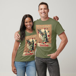 Retro 50s Jet Set Christmas Tree Martini T-Shirt