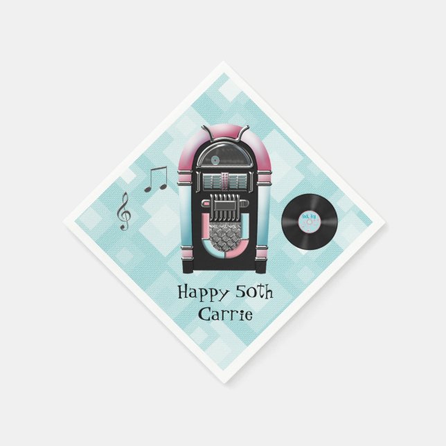 Retro 50's Jukebox Custom Paper Napkins (Corner)