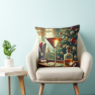 Retro 50s Manhattan Martini For Santa Cushion