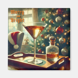 Retro 50s Manhattan Martini For Santa Magnet