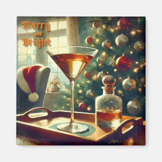 Retro 50s Manhattan Martini For Santa Magnet