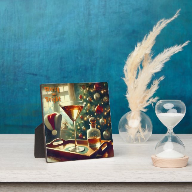 Retro 50s Manhattan Martini For Santa Plaque (Insitu)