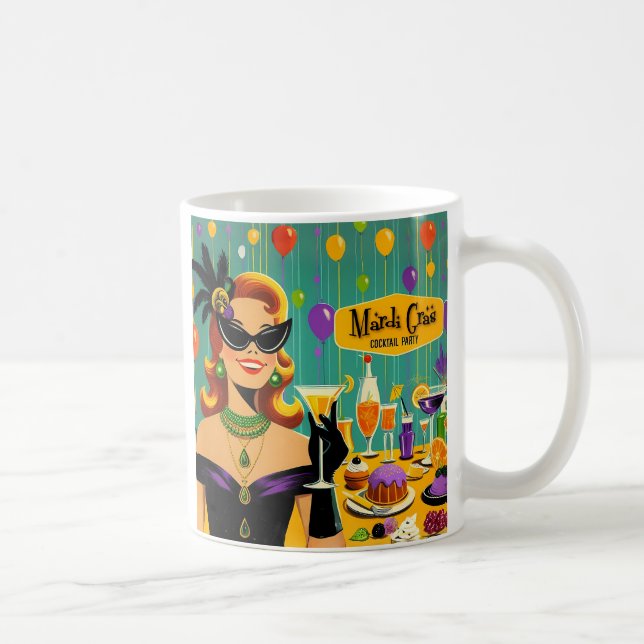 Retro 50s Mardi Gras Cocktail Party Coffee Mug (Right)