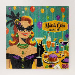 Retro 50s Mardi Gras Cocktail Party Jigsaw Puzzle
