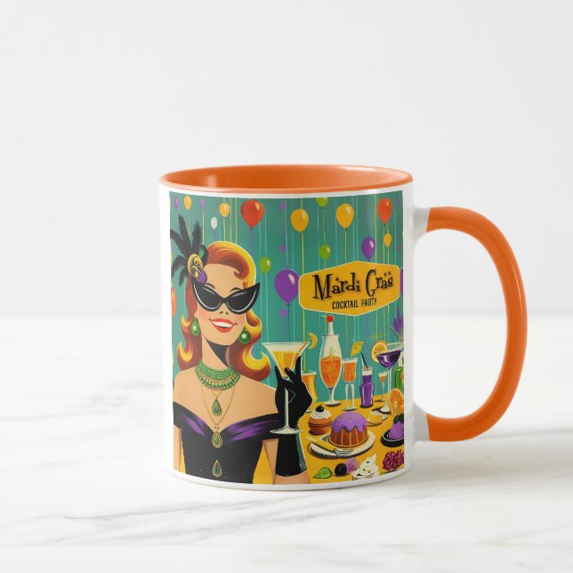 Retro 50s Mardi Gras Cocktail Party Mug (Right)