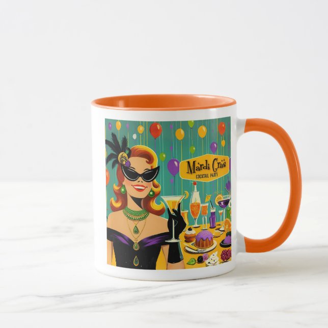 Retro 50s Mardi Gras Martini Cocktail Party Mug (Right)
