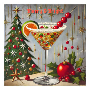 Retro 50s Merry Bright Christmas Candy Cocktail Photo Print