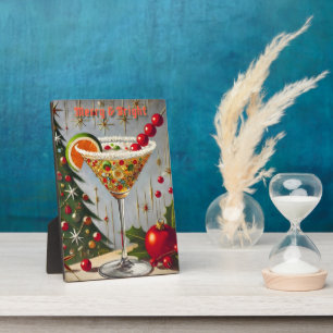 Retro 50s Merry Bright Christmas Candy Cocktail Plaque