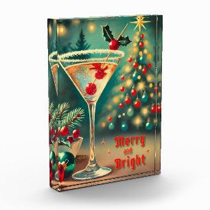 Retro 50s Merry Bright Christmas Cocktail Martini Photo Block