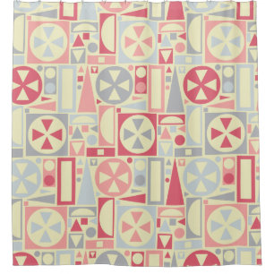 Retro 50s Mid-Century Modern Geometric Pink Mod Shower Curtain