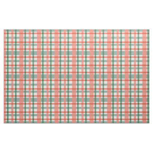 Retro 50s Midcentury Modern Pink Blue Green Plaid Fabric