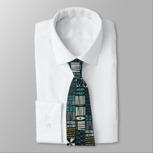 Retro 50s Navy Abstract Geometric Tie