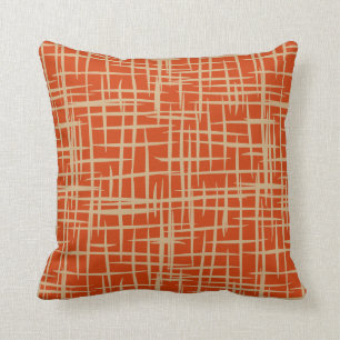retro 50s pattern throw pillow terracotta