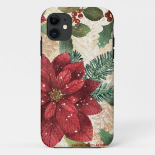 Retro 50s Poinsettia Red Green Cream iPhone 11 Case