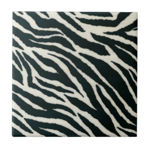 Retro 50s Rockabilly B&W Zebra Print Tile