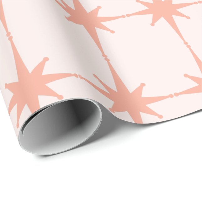 Retro 50s Starbursts in Soft Blush Pink Wrapping Paper (Roll Corner)