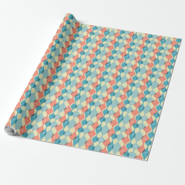 Retro 50's Style Festive Holiday Wrapping Paper (Unrolled)