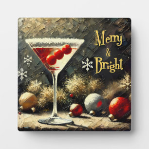 Retro 50s Triple Cranberry Christmas Martini Plaque