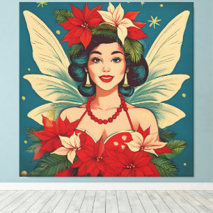 Retro 50s Tropical Christmas Pin-Up Beauty Queen Canvas Print