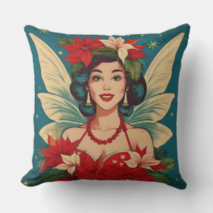 Retro 50s Tropical Christmas Pin-Up Beauty Queen Cushion