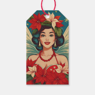 Retro 50s Tropical Christmas Pin-Up Beauty Queen Gift Tags