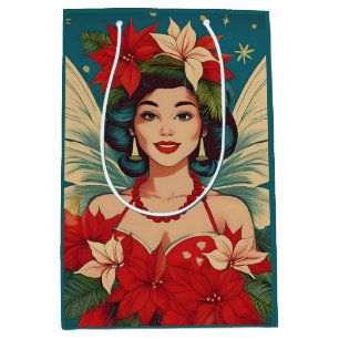 Retro 50s Tropical Christmas Pin-Up Beauty Queen Medium Gift Bag