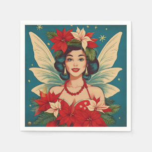 Retro 50s Tropical Christmas Pin-Up Beauty Queen Napkin