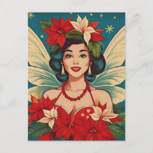 Retro 50s Tropical Christmas Pin-Up Beauty Queen Postcard