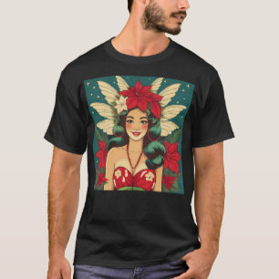 Retro 50s Tropical Christmas Pin-Up Girl T-Shirt
