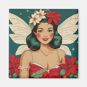 Retro 50s Tropical Christmas Pin-Up Starlet Magnet