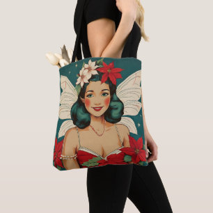 Retro 50s Tropical Christmas Pin-Up Starlet Tote Bag