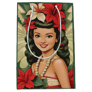 Retro 50s Tropical Christmas Princess Medium Gift Bag