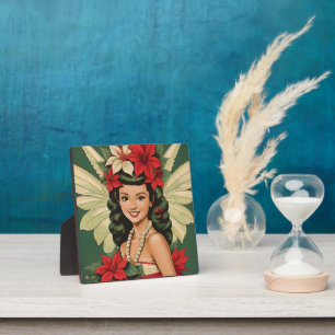 Retro 50s Tropical Christmas Princess Plaque