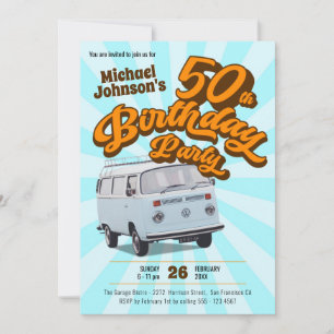 Retro 50th Birthday Classic Automobile Fun Party Invitation