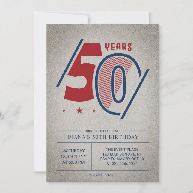 Retro 50th Birthday  Invitation (Front)