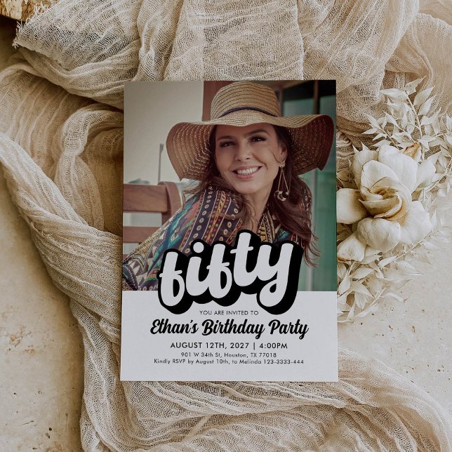 Retro 50th Birthday Invitation | Fifty Birthday  (Creator Uploaded)