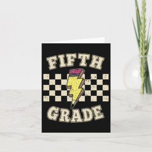 Retro 5th Fifth Grade Teacher Lightning Bolt Teach Card