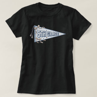 Retro 5th Grade School Pennant Coquette Bow T-Shirt