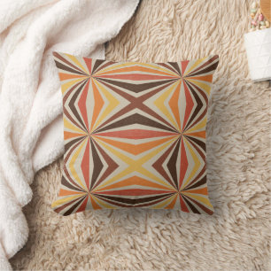 Retro 60 70s Sunburst Geometric Pattern Home Decor Cushion