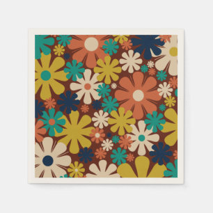 Retro 60s 70s Aesthetic Floral Pattern Napkin