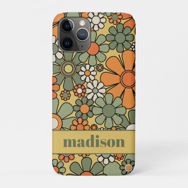 Retro 60s 70s Floral Pattern Personalised Case-Mate iPhone Case (Back)