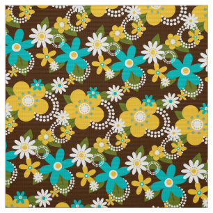 retro 60s 70s flower fabric x1