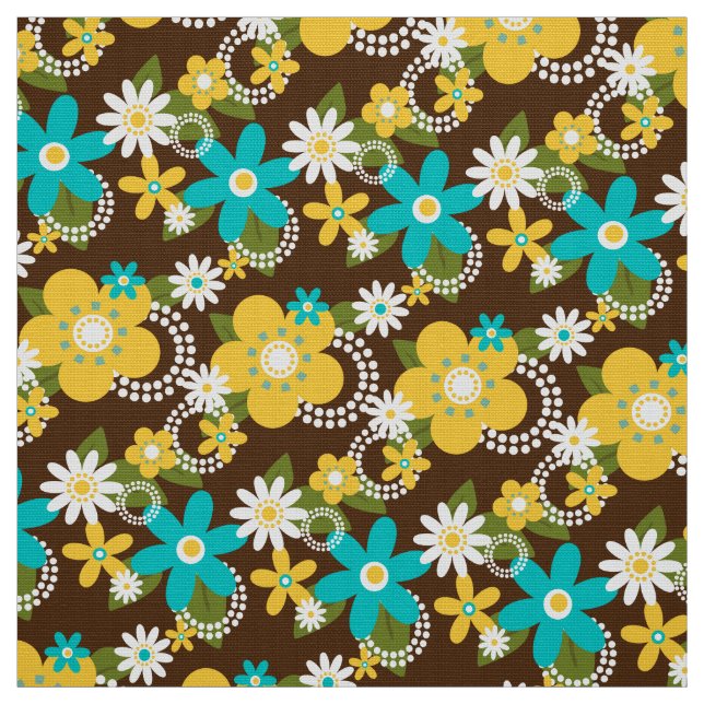 retro 60s 70s flower fabric x1 (Swatch)