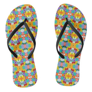 Retro 60s 70s Flower Pattern Thongs